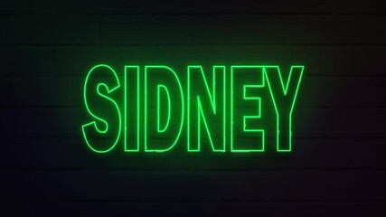 Wall Mural - realistic neon written sidney for decoration and covering on the wall background.