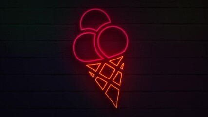 Wall Mural - realistic neon ice cream for decoration and covering on the wall background.