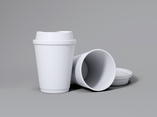 3d white takeaway coffee cups