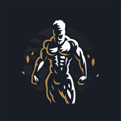 Wall Mural - Fitness man with muscles 