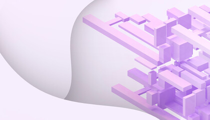 Poster - Abstract Technology Connection background and Creative Ideas Box Geometric shapes  on purple paper art style - 3d rendering