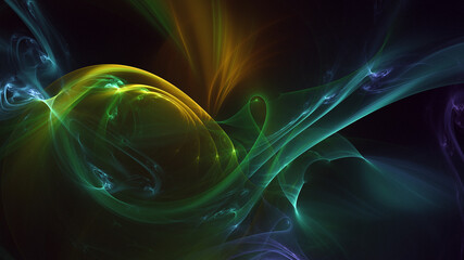 Poster - 3d rendering abstract multicolored fractal light background with bright center
