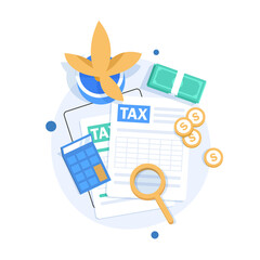Wall Mural - Auditing and business analysis concept,auditing tax process,flat design icon vector illustration