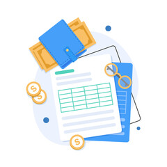 Fototapete - Auditing and business analysis concept,auditing tax process,flat design icon vector illustration