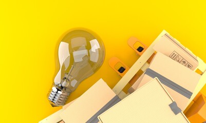 Sticker - Light bulb with cardboard boxes