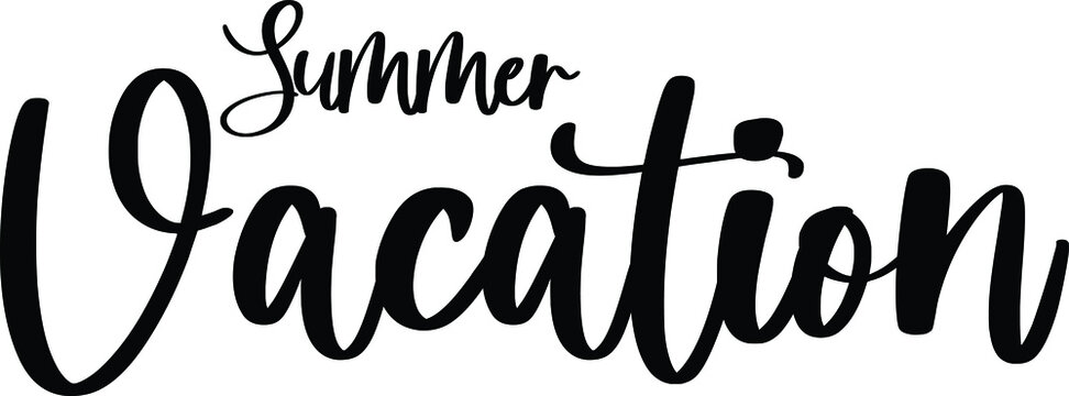 Summer Vacation Typography Black Color Text On White Background