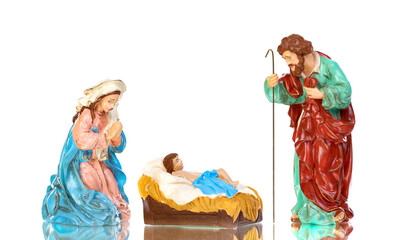 Wall Mural - Traditional Christmas nativity with Mary and Joseph and Baby Jesus