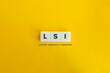 Latent Semantic Indexing (LSI) Banner. Block Letters on Yellow Background. Minimal Aesthetics.