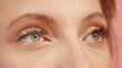 © CameraCraft - close up face of pretty girl with beautiful big green eyes, big eyelashes and eyebrows. High quality photo