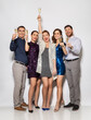 © Syda Productions - celebration and holidays concept - happy friends clinking champagne glasses at party