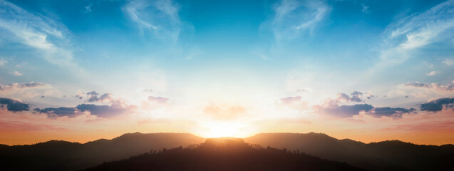 international mountain day concept: beautiful sky sunset clouds landscape