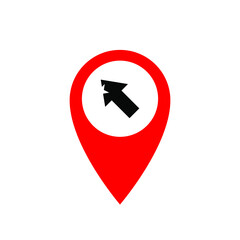 arrow map pointer icon on white background, vector symbol