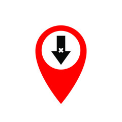 arrow map pointer icon on white background, vector symbol