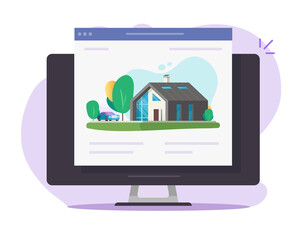 Aufkleber - house apartment buying or renting online vector, digital home property choosing on internet web page