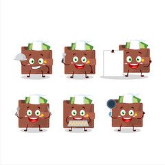 Wall Mural - Cartoon character of brown wallet with various chef emoticons