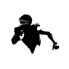 Canvas Print - American football player running with ball, abstract isolated vector silhouette. Team sport