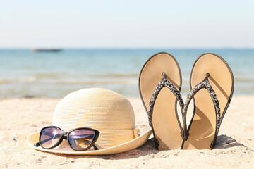 Beach accessories on the sand