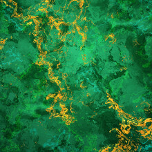 Green, Olive Green Marble Texture, Oriental Ebru Technique, Modern Art, Mixed Acrylic Paint Streaks, Golden Glittering Streaks, Delicate Curls