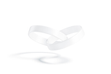 Blank white two silicone wristband mockup, no gravity, isolated