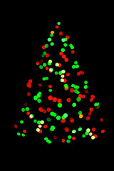 Blurred christmas tree lights isolated on black background