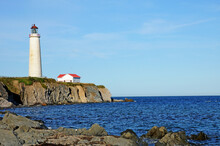 Quebec; Canada- June 25 2018 : Lighthouse Of Cap Les Rosiers In Gaspesie