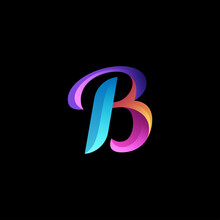 Initial Letter B Logo With Gradient Vibrant Colorful Glossy