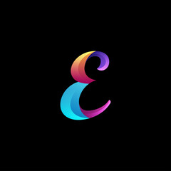 initial letter e logo with gradient vibrant colorful glossy