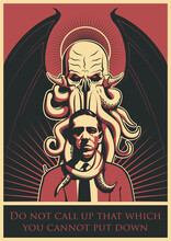 Cthulhu And Writer, Sea Monster, Author's Quote Poster