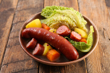 Sticker - pot au feu-beef stew with cabbage, carrot, potato and broth