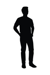 Wall Mural - Standing man silhouette vector on white background, simple people concept..