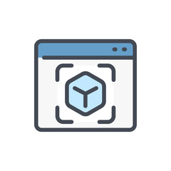 Poster - Augmented reality color line icon. Website with Cube scan vector outline colorful sign.