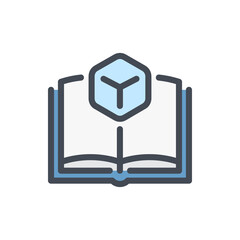 Poster - Augmented reality color line icon. Guide book with cube vector outline colorful sign.