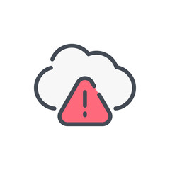 Poster - cloud service error color line icon. problem sign with cloud vector outline colorful sign.