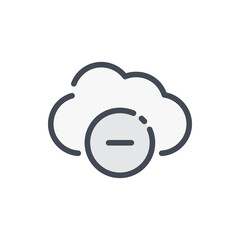Poster - Delete Cloud Service color line icon. Remove cloud vector outline colorful sign.