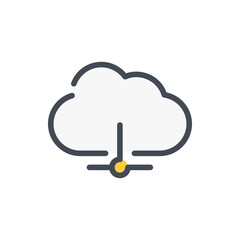 Poster - cloud service network connection color line icon. cloud hosting vector outline colorful sign.