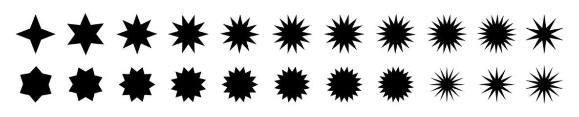 Wall Mural - sparkles symbols icon black silhouettes of star ray burst