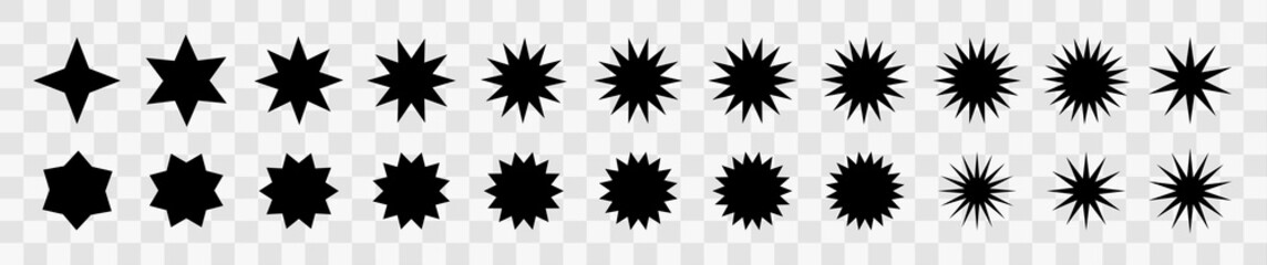 Wall Mural - sparkles symbols icon black silhouettes of star ray burst