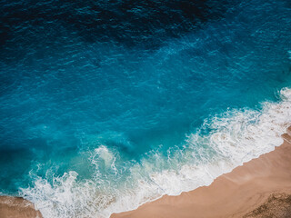 Wall Mural - wild beach, top view, waves