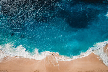 Wall Mural - wild beach, top view, waves