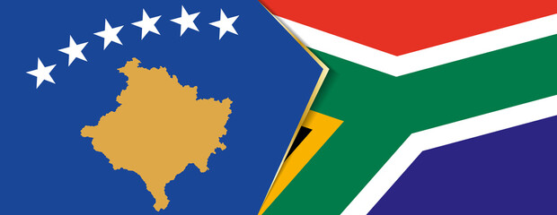 Kosovo and South Africa flags, two vector flags.