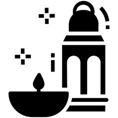 Wall Mural - 
A solid vector design of oil lamp icon
