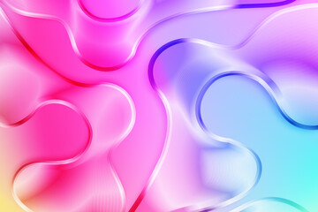 Poster - Holographic 3D liquid abstract shape, gradient fluid poster background.
