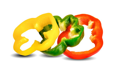 Wall Mural - Slices of bell pepper isolated on white background