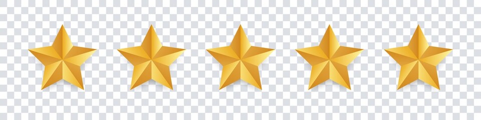 Wall Mural - star icon. vector golden isolated five stars. customer feedback concept. vector 5 stars rating revie