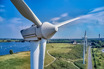 close up of a Windmill for electric power production.