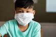 © Wavebreak Media - Portrait of boy wearing face mask at school