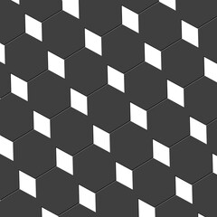 Poster - Mesmeric diamond and hexagon abstract cubist art design wallpaper texture in pale black and white