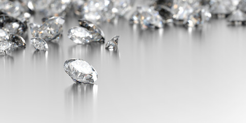Poster - diamond with group of diamonds background selective focus , 3d illustration.