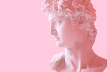 Sculpture David By Michelangelo On A Pink Background