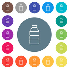 Canvas Print - Water bottle flat white icons on round color backgrounds